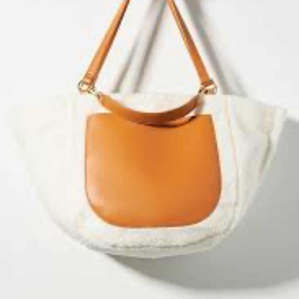 ANTHROPOLOGIE Faux Shearling Tote Bag
